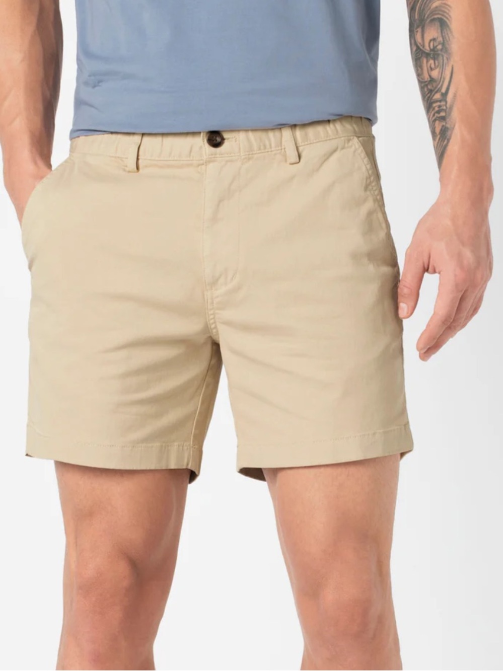BEARBOTTOM -Men's Flat Front Stretch Shorts in Khaki